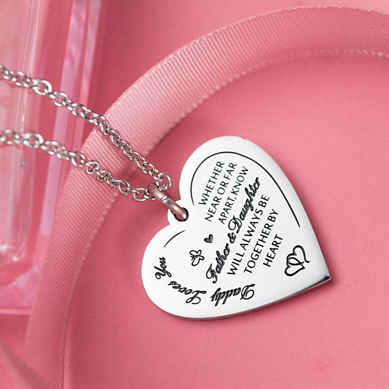 Haoflower To My Daughter Whether Near Or Far Apart We Will Always Be Together By Heart Luxury Pendant Necklace Gift From Daddy Mommy (Daddy Loves You) - Image 3